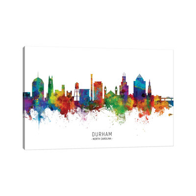 «Durham North Carolina Skyline» par Michael Tompsett, impression sur toile tendue
