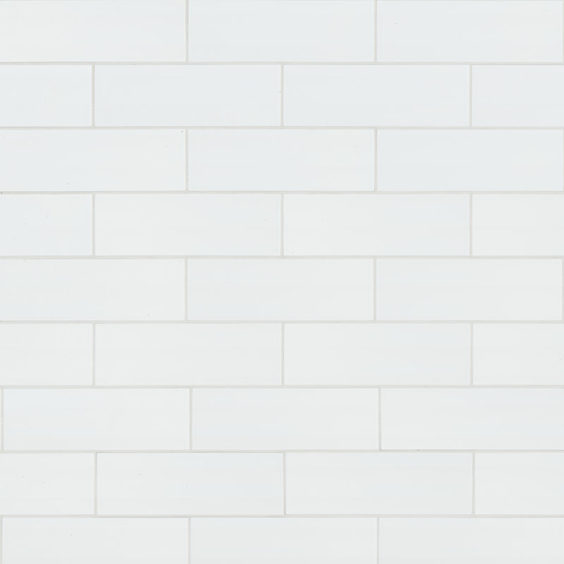 Carreau de mur de métro en céramique lustrée 4 po x 12 po Segment Blanc