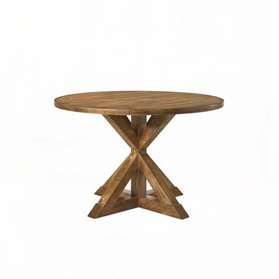 Wood Top Dining Table With Cross Base