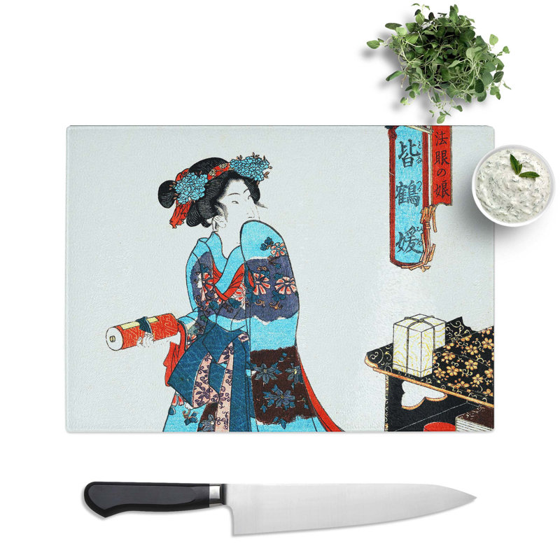 Tempered Glass Princess Minatsuru by Utagawa Toyokuni Chopping Board, 28.5 cm x 20 cm