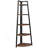 5 Tier Rustic Brown Corner Bookshelf Bookcase Industrial Corner Ladder Shelf Plant Stand-8175363