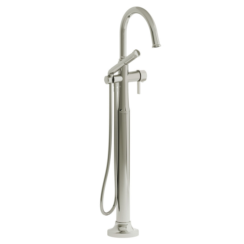 Garniture de robinet de baignoire thermostatique à un trou avec bec en C Momenti, Nickel poli