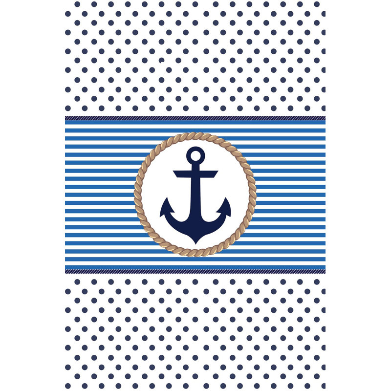 Tapis bleu / blanc en polyester tissé à la machine Aponte, Rectangle 5 pi 11 po x 9 pi 2 po