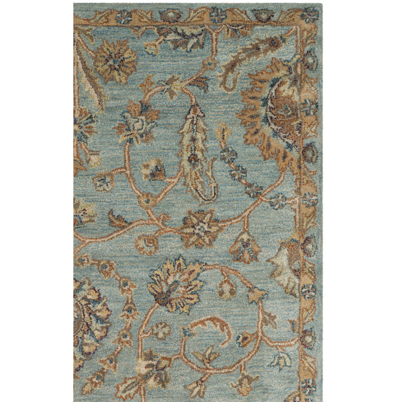 Tapis gris / bleu / beige en laine touffeté à la main Cranmore, Carré 6 pi
