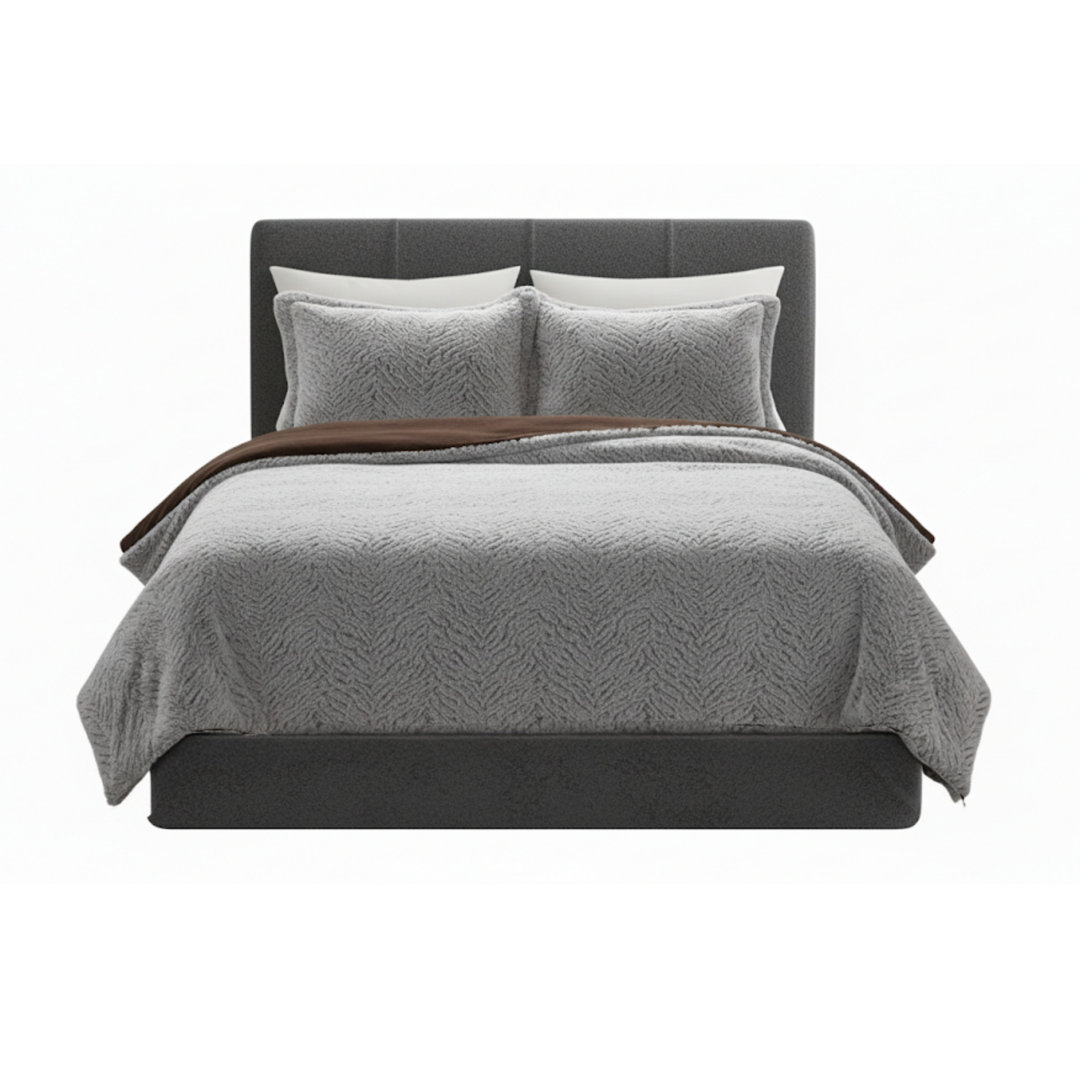 Comforter Set - 3-Piece Mink-Style Faux Fur Blanket and Sham Set - Cozy Machine-Washable Bedding Plymouth Home 