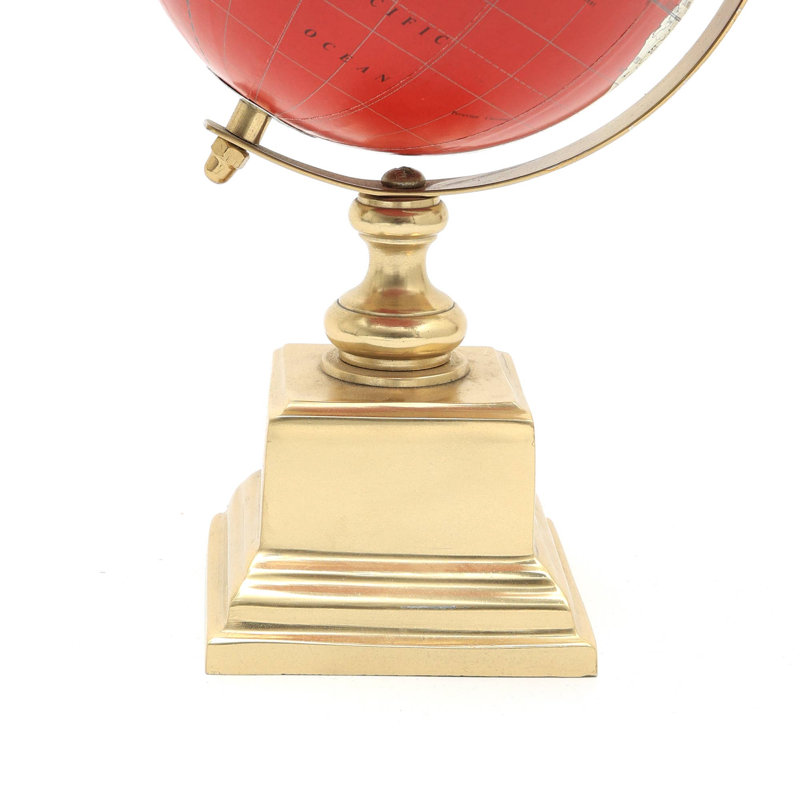 Globe terrestre | Globe de table décoratif sur base en aluminium, H 10,75 po