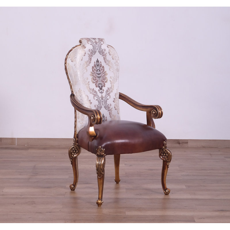 Chaise avec accoudoirs en cuir Saltford, Bronze parisien