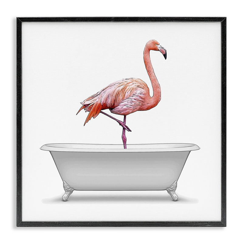 Baignoire de salle de bain antique Flamingo par Annalisa Latella - impression sur bois, H 17 po x l 17 po x P 1,5 po