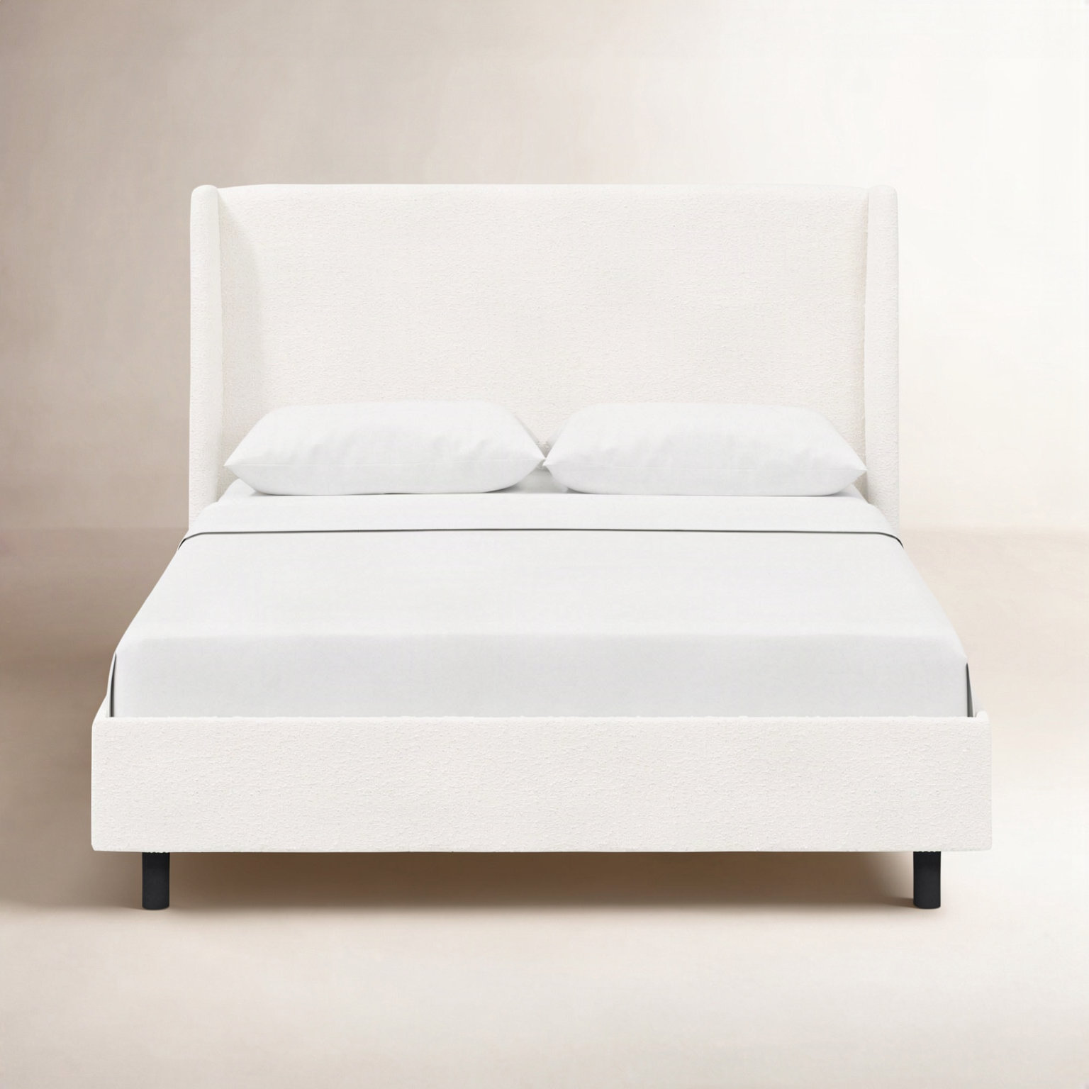 Tilly Linen Upholstered Wingback Bed, King, Classic Snow Boucle