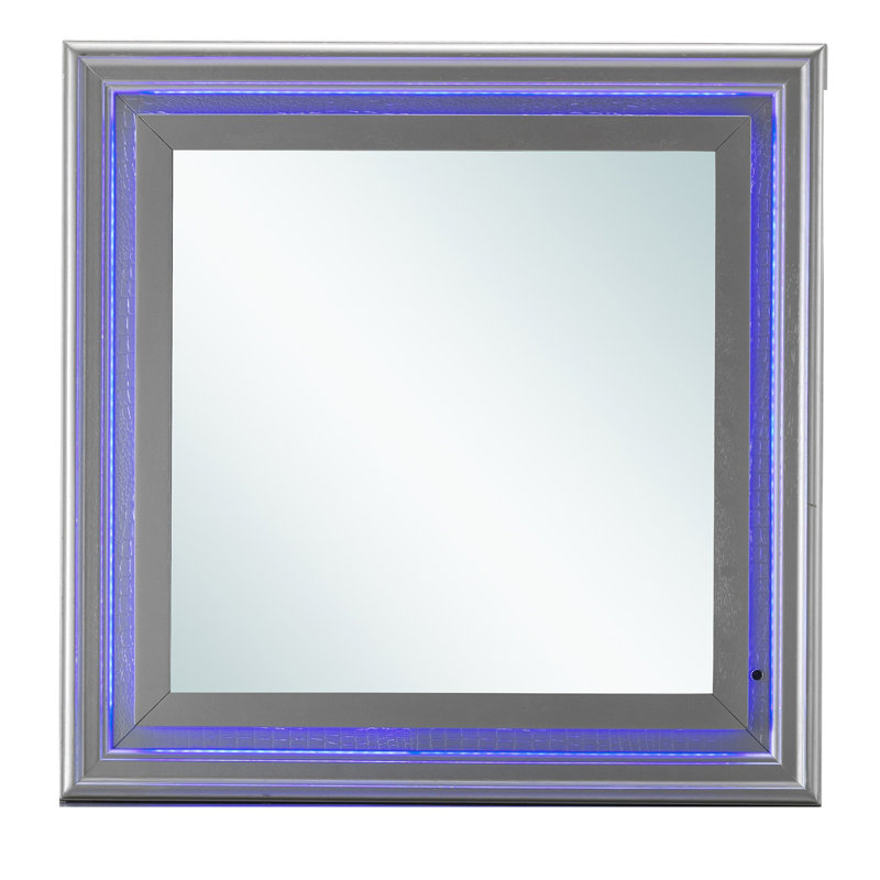 Miroir mural Lorana, Gris / bleu