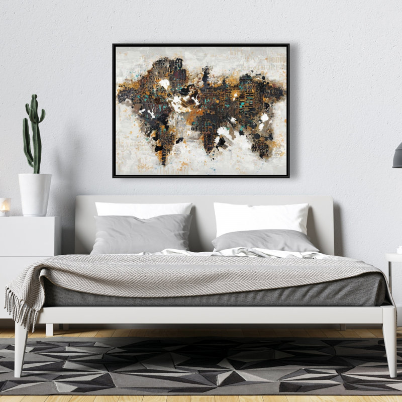 Abstract World Map With Typography Print