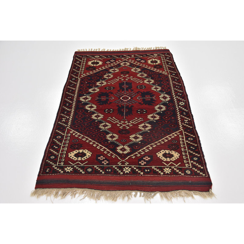Kalvin One-of-a-Kind 3'6" X 5'7" 1990s Wool Area Rug in Red