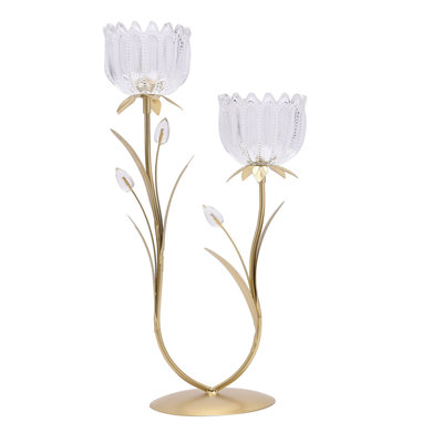 38.6Cm Glass Metal Tabletop Votive Holder