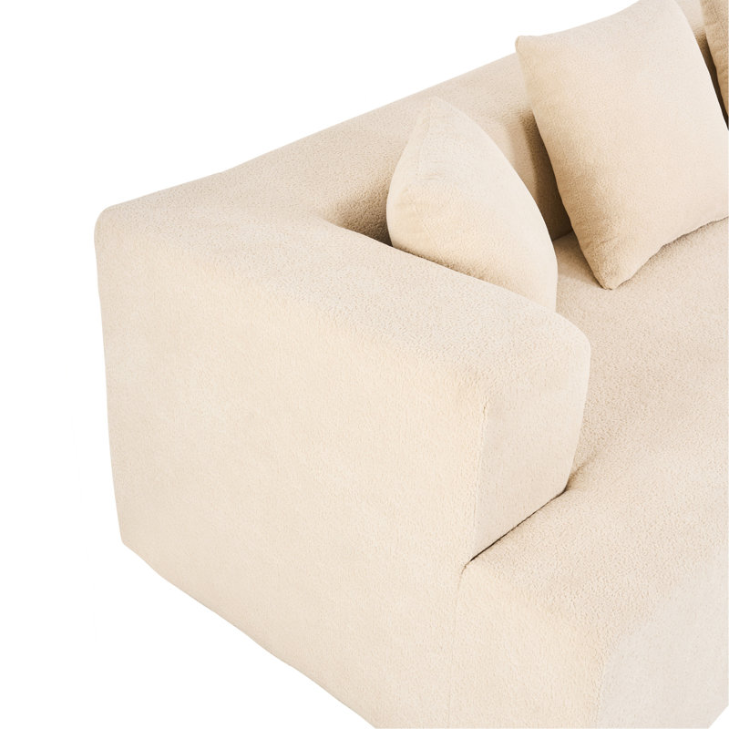 Felip 29.5" Curved Chenille Upholstered Boneless Sectional Sofa with Deep Seat, Beige Polyester