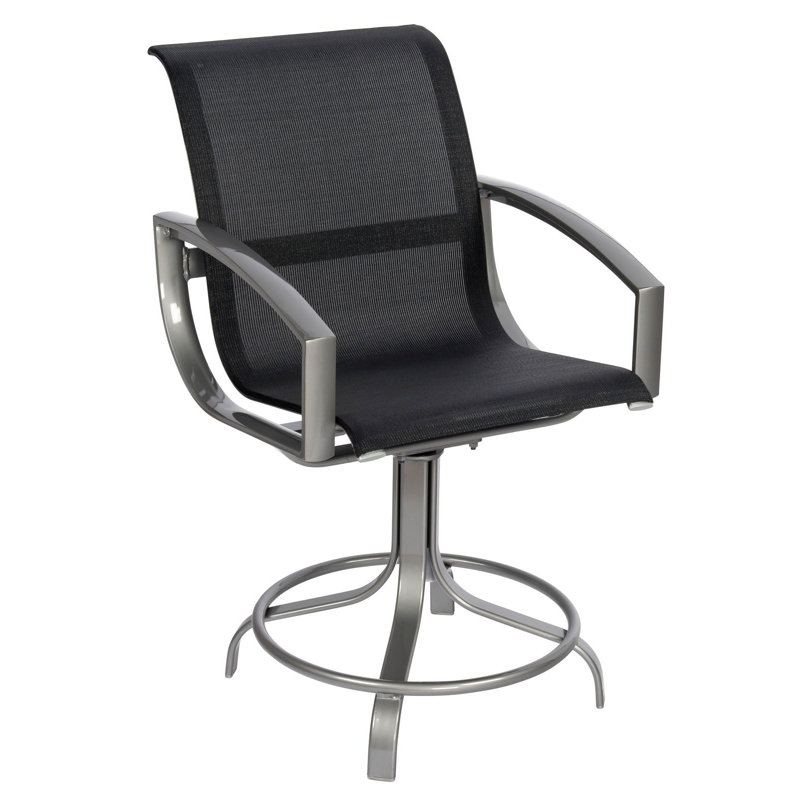 Metropolis Outdoor Swivel Bar Stool, Pewter