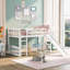 Lit mezzanine simple avec glissade - Blanc, bois massif pour l'élégance de la chambre à coucher dans un espace de vie polyvalent