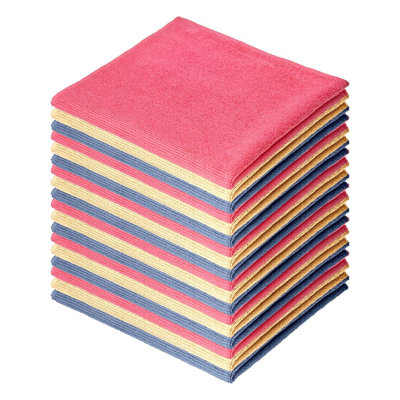 Superio Microfiber Cleaning Cloth for Cars, Kitchen Cleaning Rags for Housekeeping, 12" Micro Fibre Towels for House, Bathroom All-Purpose Streak-Free lint-Free Wash Cloths (Multicolor), 18 Pack