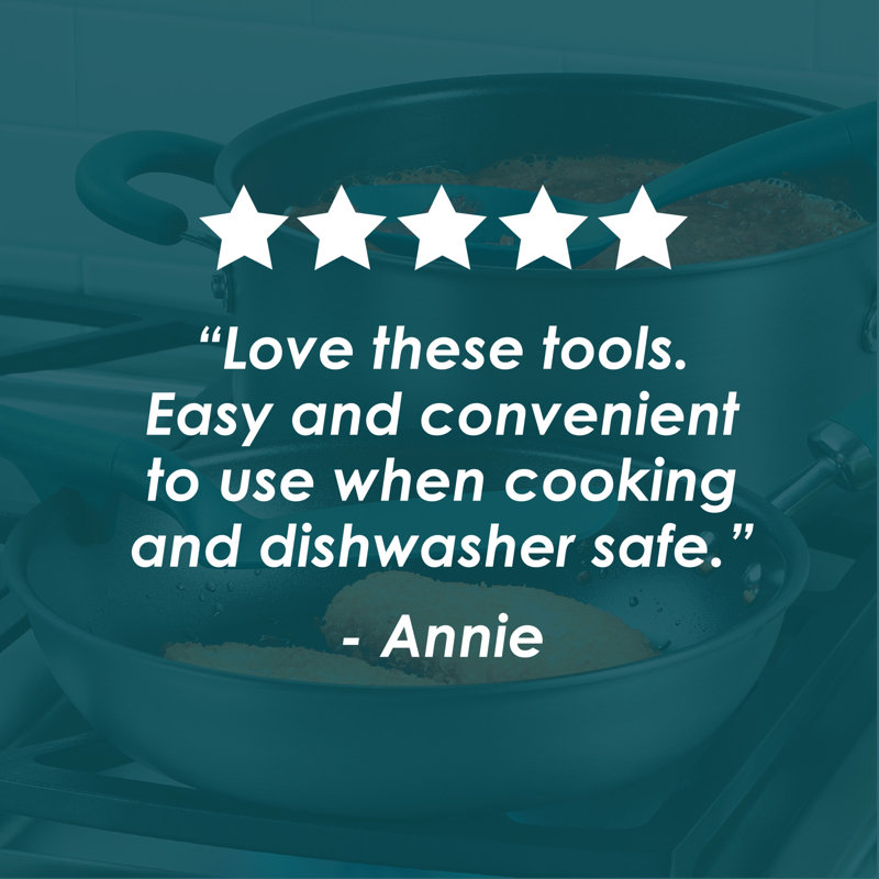 Rachael Ray Tools and Gadgets Lazy Spoon and Flexi Turner Kitchen Utensils Set, 3-Piece, Teal, Teal