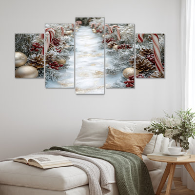 Or et rouge, Noël, canne en sucre, ensemble d'art mural de Noël
