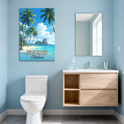 Plage tropicale avec palmiers et montagnes