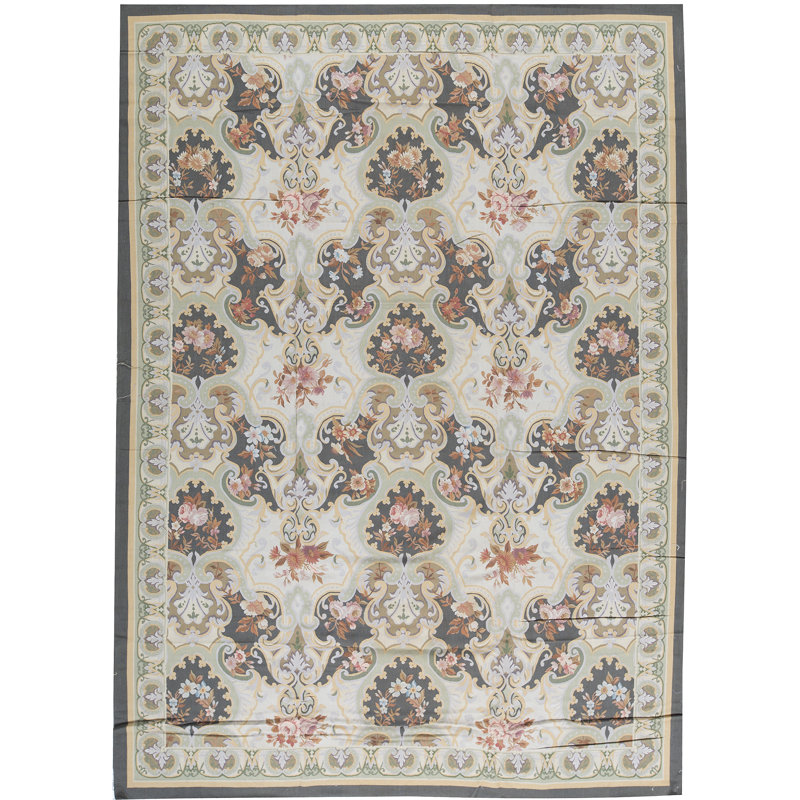 Hand-Knotted High-Quality Green and Green Area Rug
