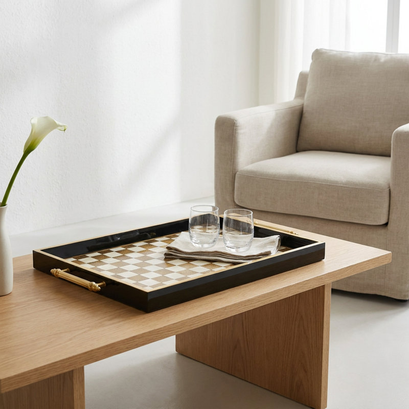Catalina Checkered Glass Serving Tray