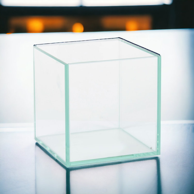 Glass Tabletop Clear Vase, 4" H x 4" W x 4" D