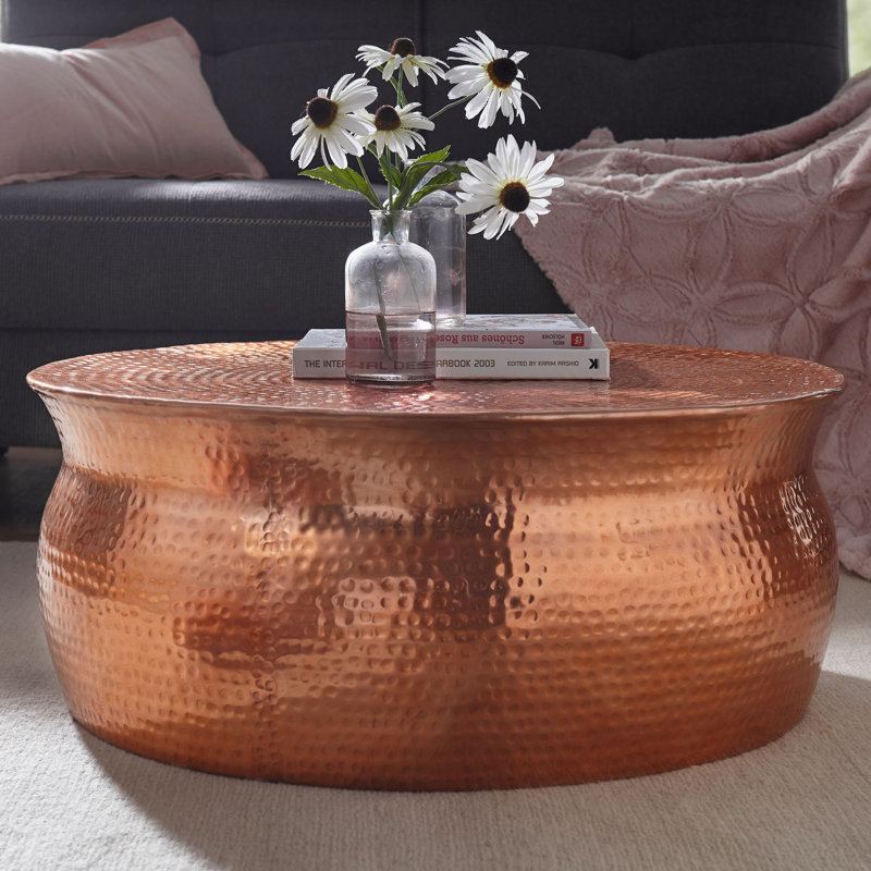 Caldina Solid Coffee Table, Silver, 31cm H x 75cm L x 75cm D