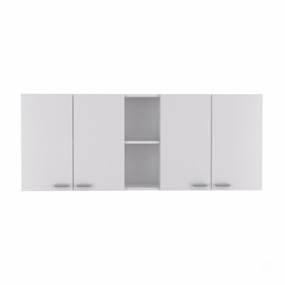 Wall Cabinet,  Double Door, Two External Shelves, Two Interior Shelves