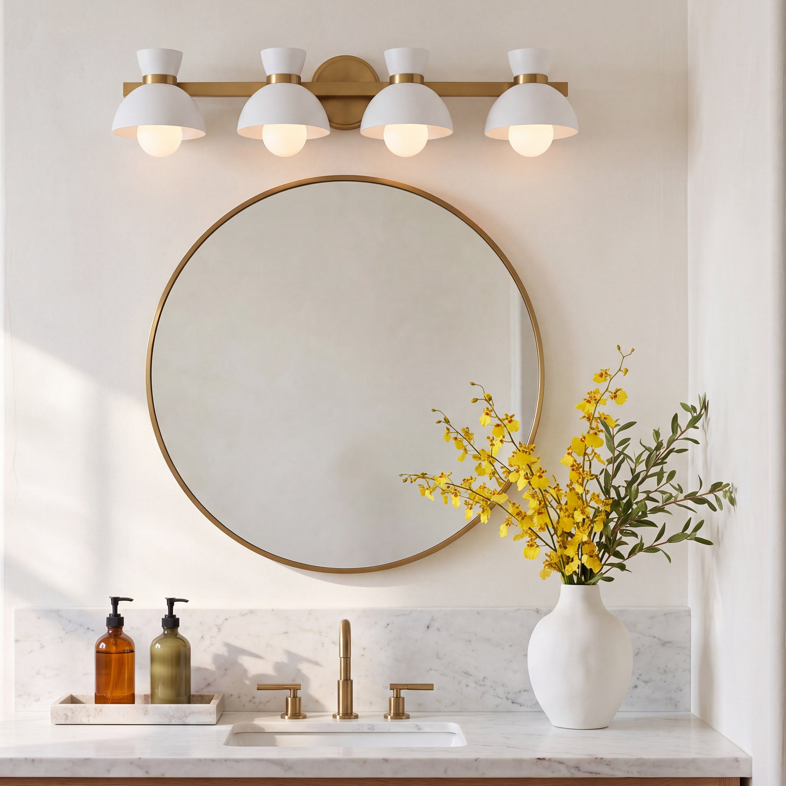 Zurie 4-Light Vanity Light, Natural Brass