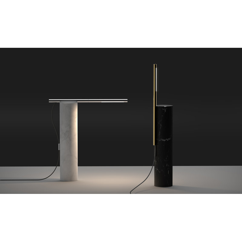 13" Table Lamp, Black Marquina/Brass