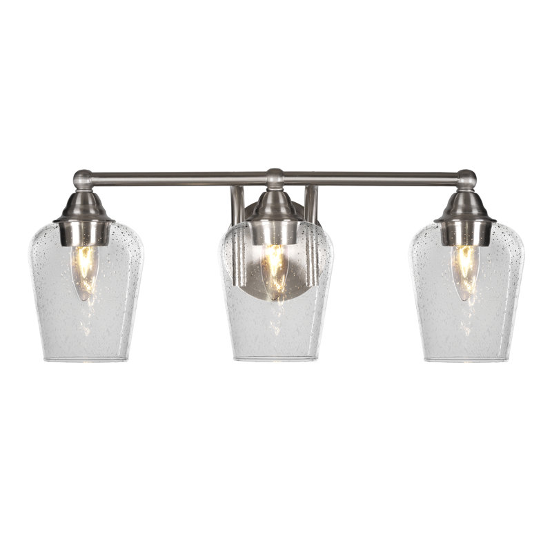 Michell 3-Light Bath Bar, Clear Bubble, Brushed Nickel
