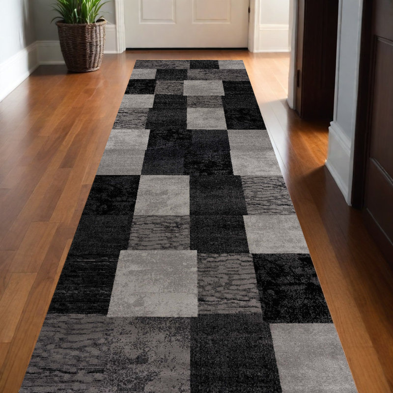 Tapis de couloir 10 pi gris et noir