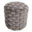 Braided Round 16" Ottoman In Dark Grey Velvet