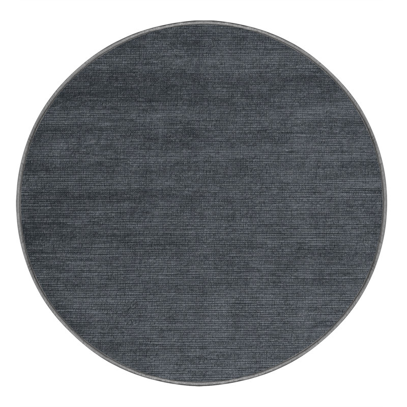 Tapis gris uni lavable à la machine, Rond 6 pi