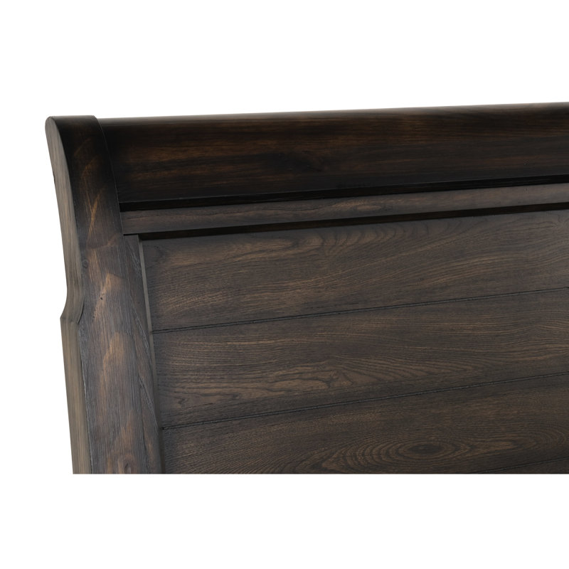 Lit double en placage de bois massif avec placage et placage de bois