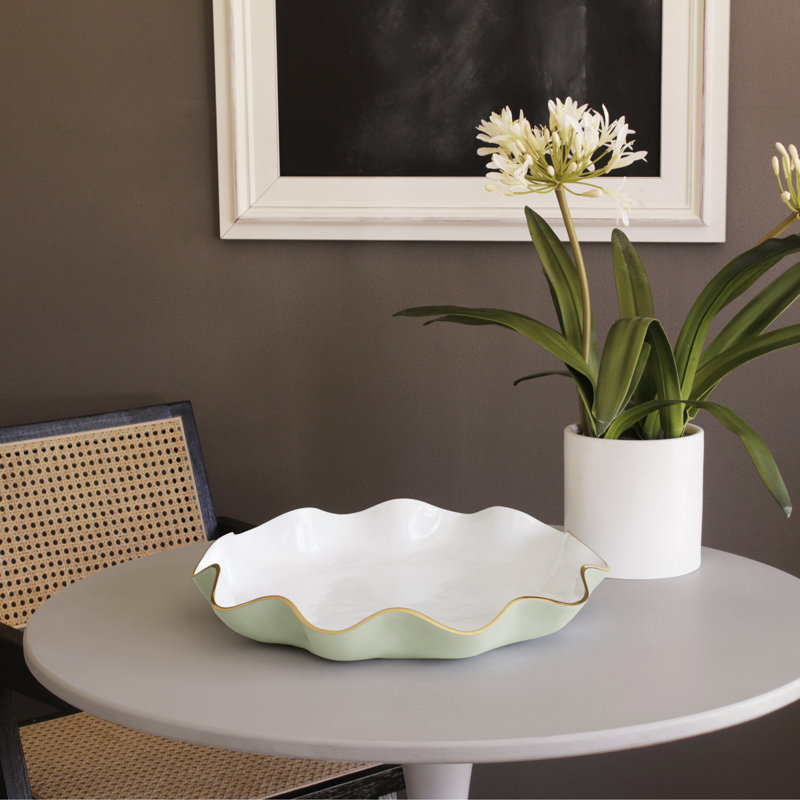 Encanto Serving Dish, Pistachio/White