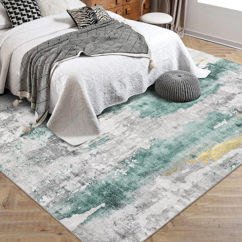 Tapis moderne lavable à la machine, Rectangulaire 8 pi x 10 pi