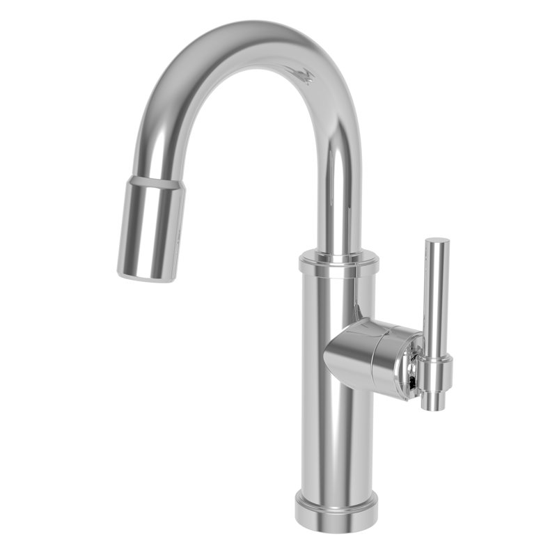 Seager Single Handle Pull Down Bar Faucet, Polished Chrome
