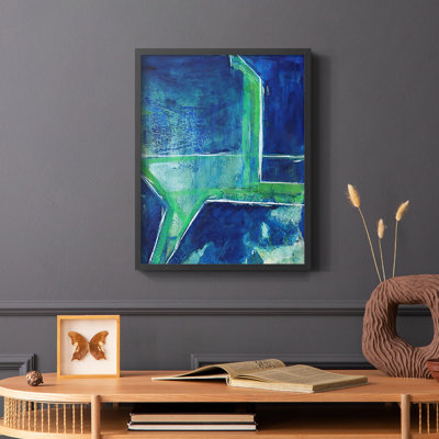 «Geometric in Cool VIII», reproduction encadrée - bois massif