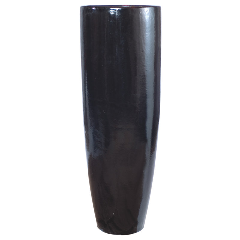 Pot de fleurs en céramique, H 53 po x l 19 po x P 19 po, Noir