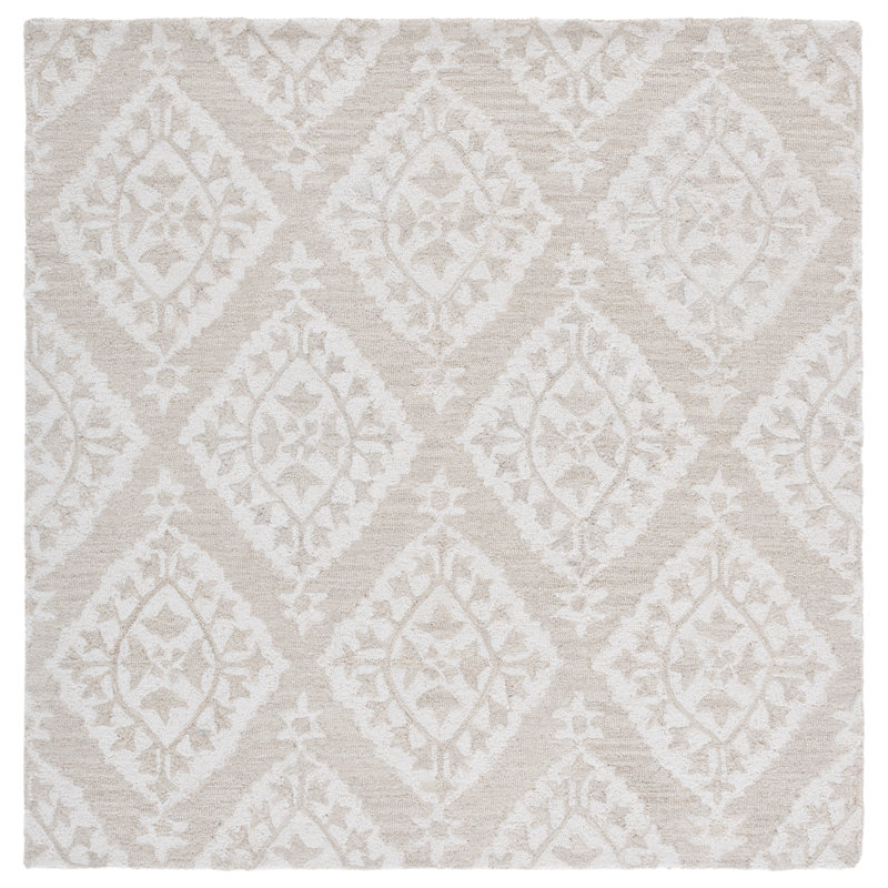 Salerna Micro-Loop Hand Tufted Wool Damask Rug