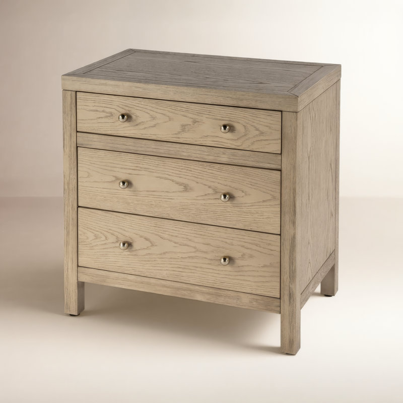 Celine 25" 3-Drawer Nightstand, Light Oak