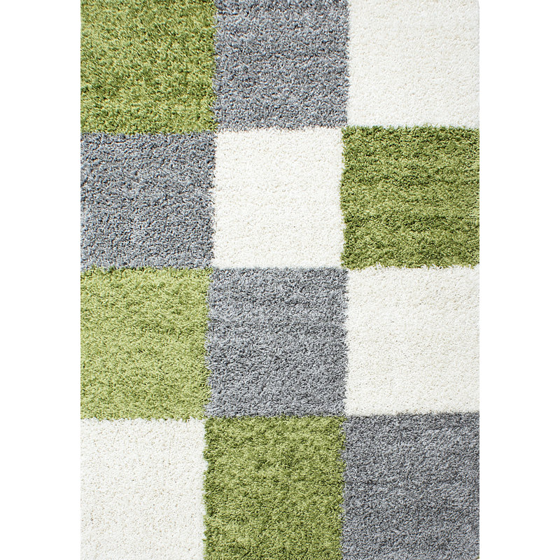 Riam Chequered Shag Area Rug, Rectangle 60 x 110cm