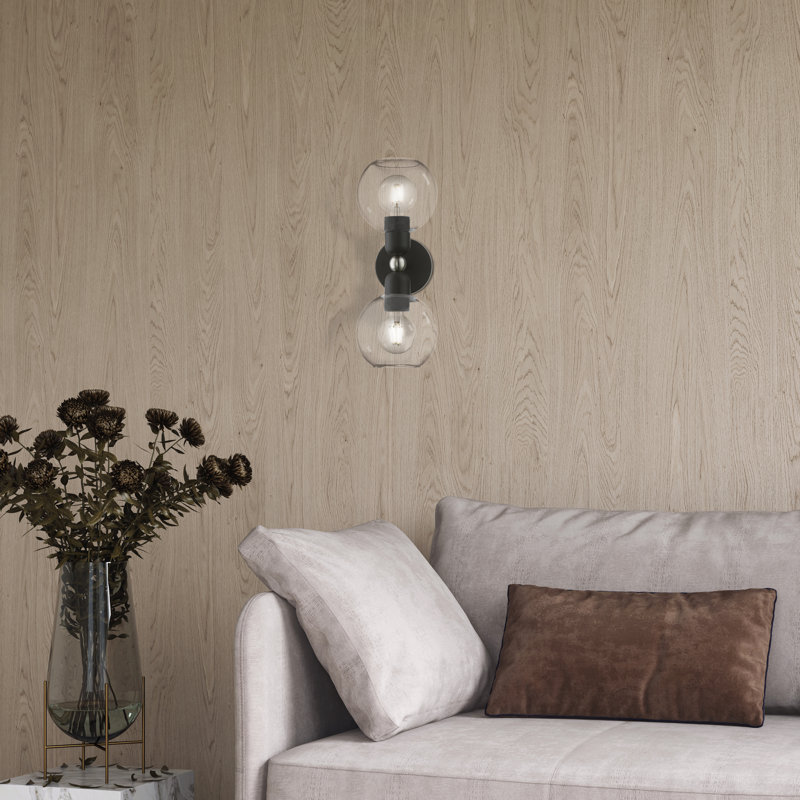 Éclairage pour salle de bain à intensité variable 2 lumières Rocklin, Noir / nickel brossé