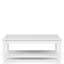 Table basse blanche avec rangement à deux compartiments, bois massif, design 2 tiroirs, finition et attrait décontracté transitionnel