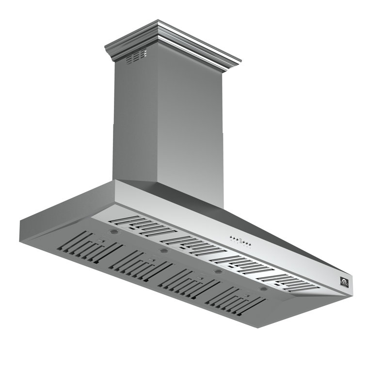 Orvieto 60" Wall Mount Range Hood In Stainless-Steel, 1200 CFM with Baffle Filters & Chimney