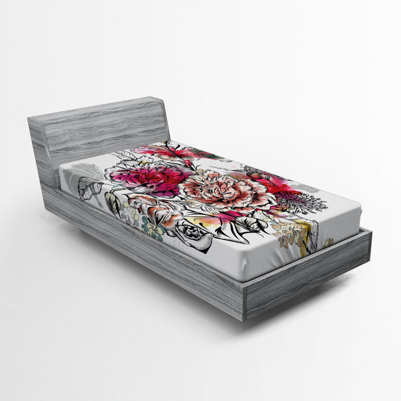 Microfiber Floral Fitted Sheet, Twin Fitted Sheet