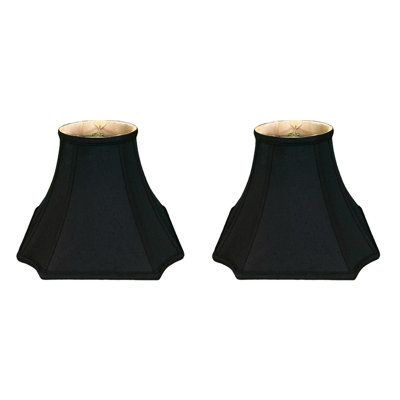 Royal Designs, Inc. E3BA040B33844661A1A2CB5BE8D902B4 Abat-jour de base carré en forme de cloche inversée, 6 x 12 x 9,5, noir avec or, paquet de 2