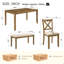 Ensemble de table de salle à manger en chêne 6 pièces - Grande table rectangulaire avec banc rembourré et 4 chaises à dossier en X, structure en bois d'hévéa massif, mobilier de cuisine de ferme pour les dîners de famille et les rassemblements